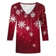 thumbnail image 4 of Craaazy Women's Christmas Clothes Casual V-Neck 3/4 Sleeve Xmas Tops with Santa Christmas Tree Prints Gifts, 4 of 5