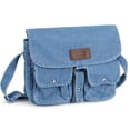 thumbnail image 2 of BadPiggies Denim Shoulder Bag Retro Messenger Handbag Multi-Pockets Lightweight Tote Crossbody Purse - Blue, 2 of 8