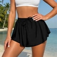 thumbnail image 2 of Inleife Fashion Women Casual Shorts Casual Solid Color Pleats Pocket Beach Shorts Beach Swim Trunks, 2 of 6
