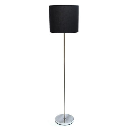 Floor Nickel Floor Lamp - Simple Designs Brushed NIckel Drum Shade Floor Lamp, Black