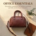 thumbnail image 5 of INSPIRE CHIC Vegan Leather Purse Bags Top Handle Dome Satchel Bag with Strap for Women Brown, 5 of 6