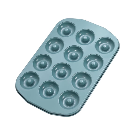 CHEFMADE Donut Pan, Non-Stick 12-Cavity Ring Dount pan for Baking, Begal Pan Bakeware for Oven Baking(Green)