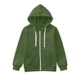 thumbnail image 3 of Caqnni Youth Solid Classic Hoodies Soft Hooded Full Zip Sweatshirts for Children Jacket Coats (A06-Green,7-8 Years), 3 of 6