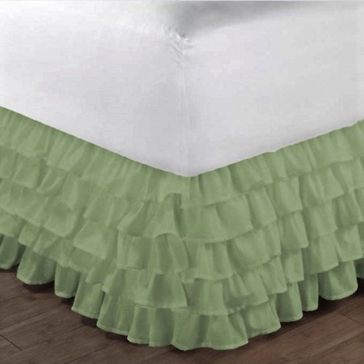 1 SAGE GYPSY SOLID MULTI RUFFLE DRESSING BED SKIRT WITH PLATFORM 20" INCH DROP 