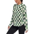 thumbnail image 2 of FORMRS Womens Long Sleeve Shirts UPF 50+ Sun Protection Quick Dry Fishing Hiking Tops, Size S-2XL, Green and White Plaid Pattern, 2 of 8