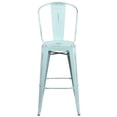 thumbnail image 6 of Emma + Oliver Commercial 30"H Distressed Green-Blue Metal Indoor-Outdoor Barstool w/ Back, 6 of 11