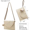 thumbnail image 2 of Bolso de hombro de paja para mujer, bolso de mano de paja, bolsos cruzados de moda para mujer, bolso de playa tejido tipo sobre de verano, 2 of 5