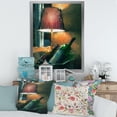 thumbnail image 3 of Designart 'Lamp Glowing Orange In The Night and Wine Bottles' Modern Framed Art Print, 3 of 4