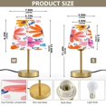 thumbnail image 2 of Modern Minimalist Cone Desk Lamp Antique Bronze Base & Linen Shade Bedside Table Lamp for Bedroom Living Room, Office, Dorm Orange and Pink Flower Pattern Small, 2 of 8