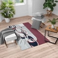 thumbnail image 1 of Modern Art Turkish Area Rug, Retro Surreal Abstract Circular and Square Shaped Art Lines on Murky Base, Soft Carpet for Living Room Decor with Distressed Look, 5.2' X 7.6', Dried Rose, by Ambesonne, 1 of 4