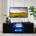 thumbnail image 3 of Costway High Gloss LED TV Stand Unit Cabinet Media Console Furniture w/ Shelves, 3 of 10