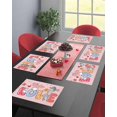 thumbnail image 5 of Valentines Placemats Love Heart Balloon Valentines Day Place Mats for Dining Room Gnome Flowers Washable Table Mats for Kitchen Dining Decorations Set of 6, 5 of 6
