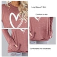 thumbnail image 2 of Camiseta de manga larga con cuello redondo y forro polar con bolsillo, fibra de poliéster transpirable, ropa superior para mujer, color rojo ladrillo XL, 2 of 3