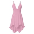 thumbnail image 5 of LNWUY Summer Dress for Women Spaghetti Strap Deep V Neck Dresses Vintage Boho Dress Solid Color Sleeveless Lace Trim Dress Pink XL, 5 of 6
