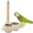 thumbnail image 4 of Wood Bird Perch with Bird Feeding Cups Bird Feeder Perch Stand Birds Cage Accessory for Small Cockatiels Parrot, 4 of 6