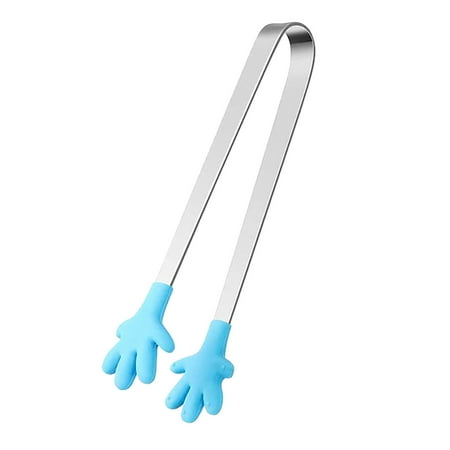 

Eguiwyn Stainless steel pliers Kitchen tongs mini stainless steel tongs with hand-shaped silicone head Rack Light blue One Size