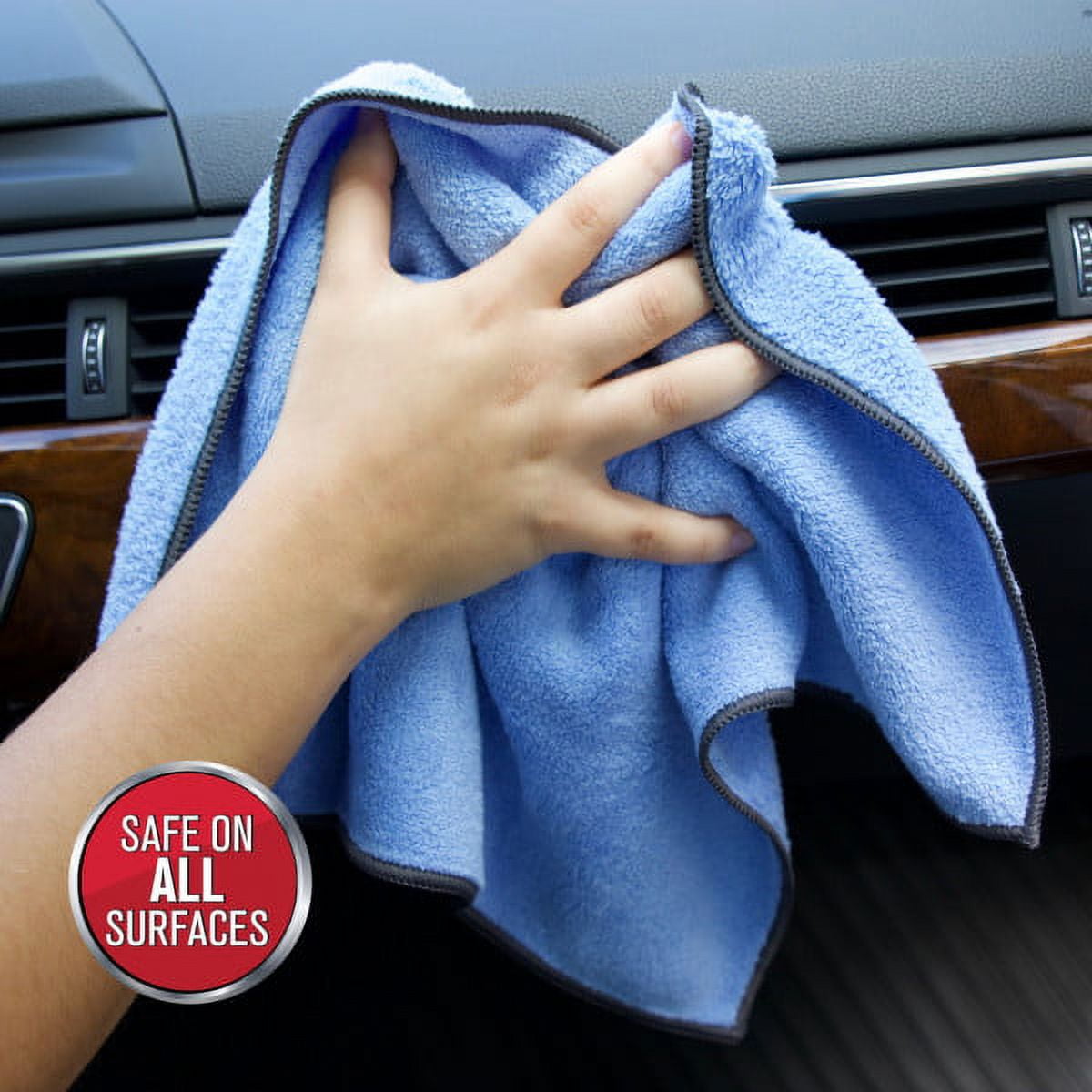 Auto Drive Super Soft Detailing Cleaning Towels, Blue and Yellow, 8 Packs