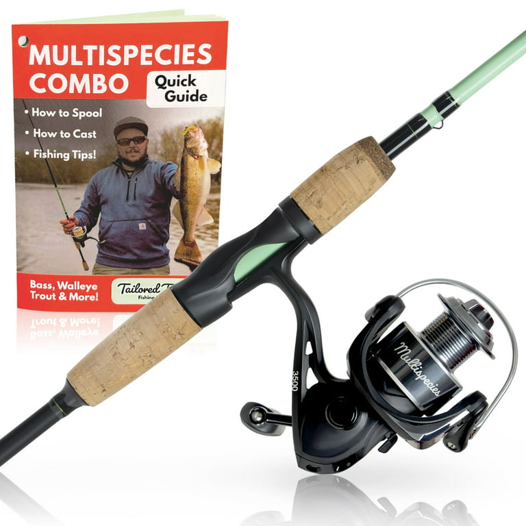 Tailored Tackle Universal Multispecies Rod and Reel Combo Fishing Pole |  Freshwater & Inshore Saltwater | Poles 6 Ft 6 in Rods Medium Fast Action 