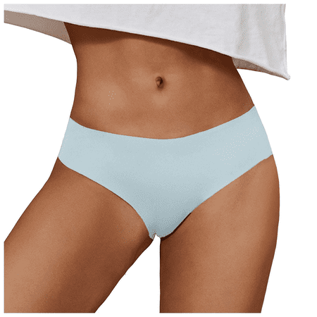 Fulorrnie Underwear for Women Plus Size Bikini Seamless Breathable Panty Sport Hipster Elastic Waist Comfort Panties Light Blue L