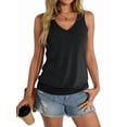 thumbnail image 3 of Womens Banded Bottom V Neck Tank Tops Sleeveless Shirts Casual Loose Fit Clothes 2026 Summer black XXL, 3 of 8
