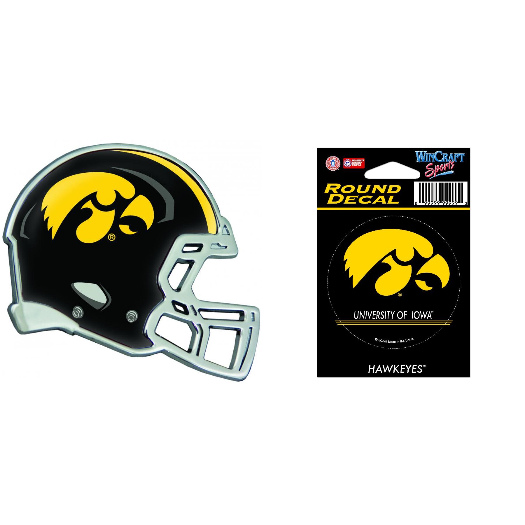 Iowa Hawkeyes Official NCAA Metal Helmet Shaped Automotive Car Decal