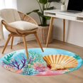 thumbnail image 3 of Round Rugs 4Ft, Summer Ocean Round Area Rug Washable Indoor Throw Carpet, Coastal Watercolor Shell Coral Soft Non Slip Circle Rug for Kitchen Nursery Room Home Decor Aesthetic, 3 of 7