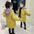 thumbnail image 2 of Otqutp Kids Warm Overcoats Windproof Little/big Kids Girls' Closure Long Sleeve Colorblocked Bear Ears Hooded Zipper Jacket with Big Pockets(Yellow,13-14 Years), 2 of 9