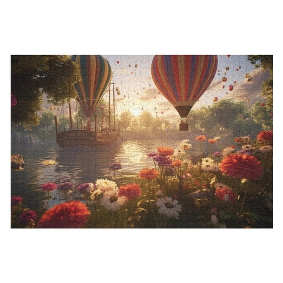 Puzzles for Adults 300 Pieces - Romantic Rendezvous Floating Hot Air Balloon Challenging Gift for Puzzle Lovers, Fun Time with Friends, Displayable Wall Decor