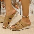 thumbnail image 6 of LOVZFMLL Women's Wedge Sandals Casual Slip On Open Toe Comfort Walking Clogs with Arch Support Summer Beach Vacation Shoes Brown 7.5, 6 of 6