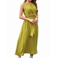 thumbnail image 2 of Robe Midi T-Shirt Sans Manches Décontractée d'Été pour Femmes, Coupe Ajustée, Taille à Nouer, Débardeur, Longues Robes, Robe de Vacances, Jaune, P, 2 of 10