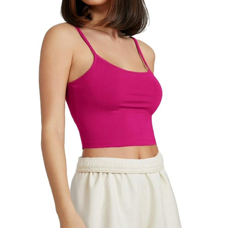 Womens Tank Tops & Camis Casual Solid Cami Hot Pink M 