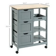 thumbnail image 3 of HOMCOM Rolling Kitchen Island Cart, Bar Serving Cart, Compact Trolley on Wheels with Wood Top, Shelves & Drawers for Home Dining Area, Grey, 3 of 8