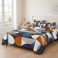 thumbnail image 2 of Full Quilt Set 78''x90'', Navy Blue Lightweight Bedspread Coverlet Set with 2 Pillow Shams, Middle Century Modern Geometric Abstract Art Breathable All Season Quilt Bedding for Bedroom/Guest Room, 2 of 9
