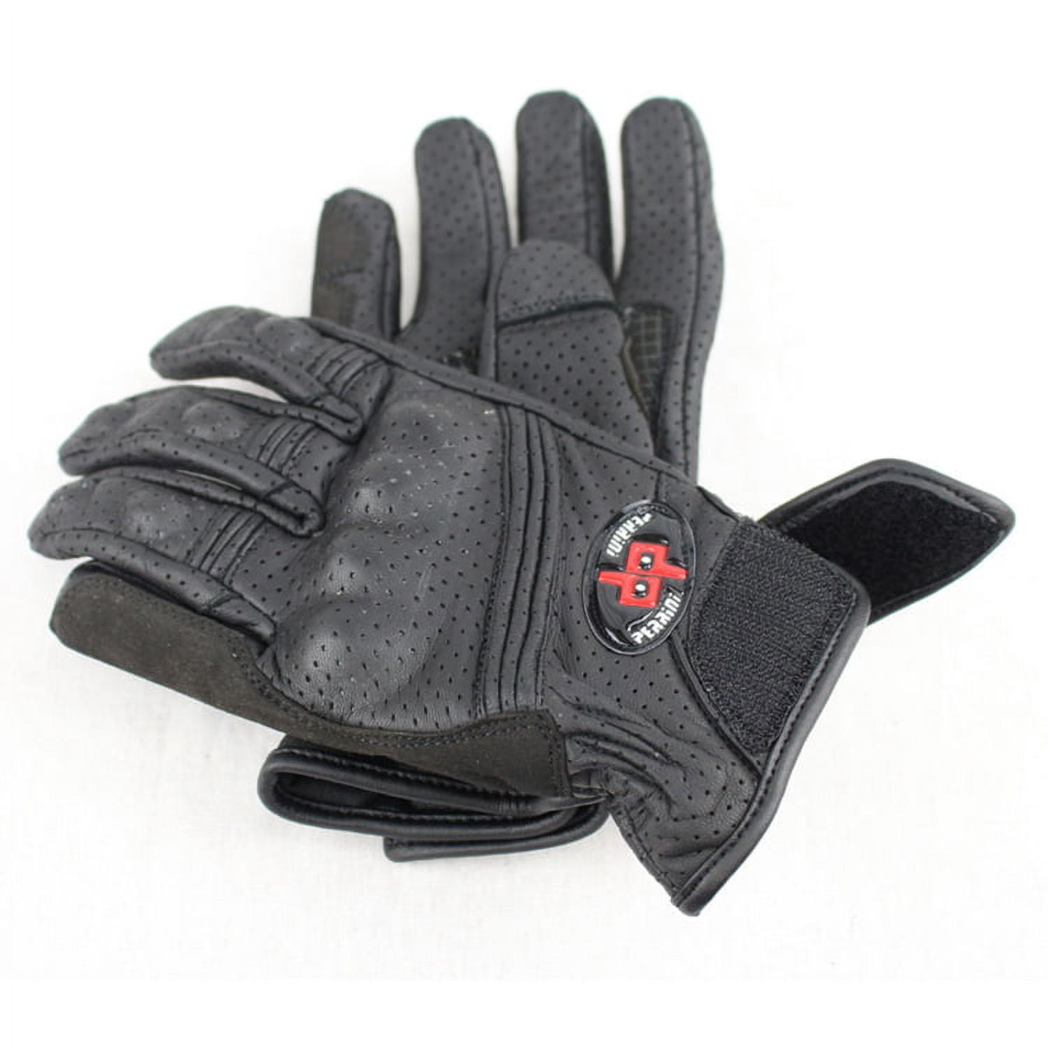 Shelter 1256-XXL Perrini Pro Motorcycle Biker Racing Motorbike Leather Gloves Cross Line Perforated - 2XL