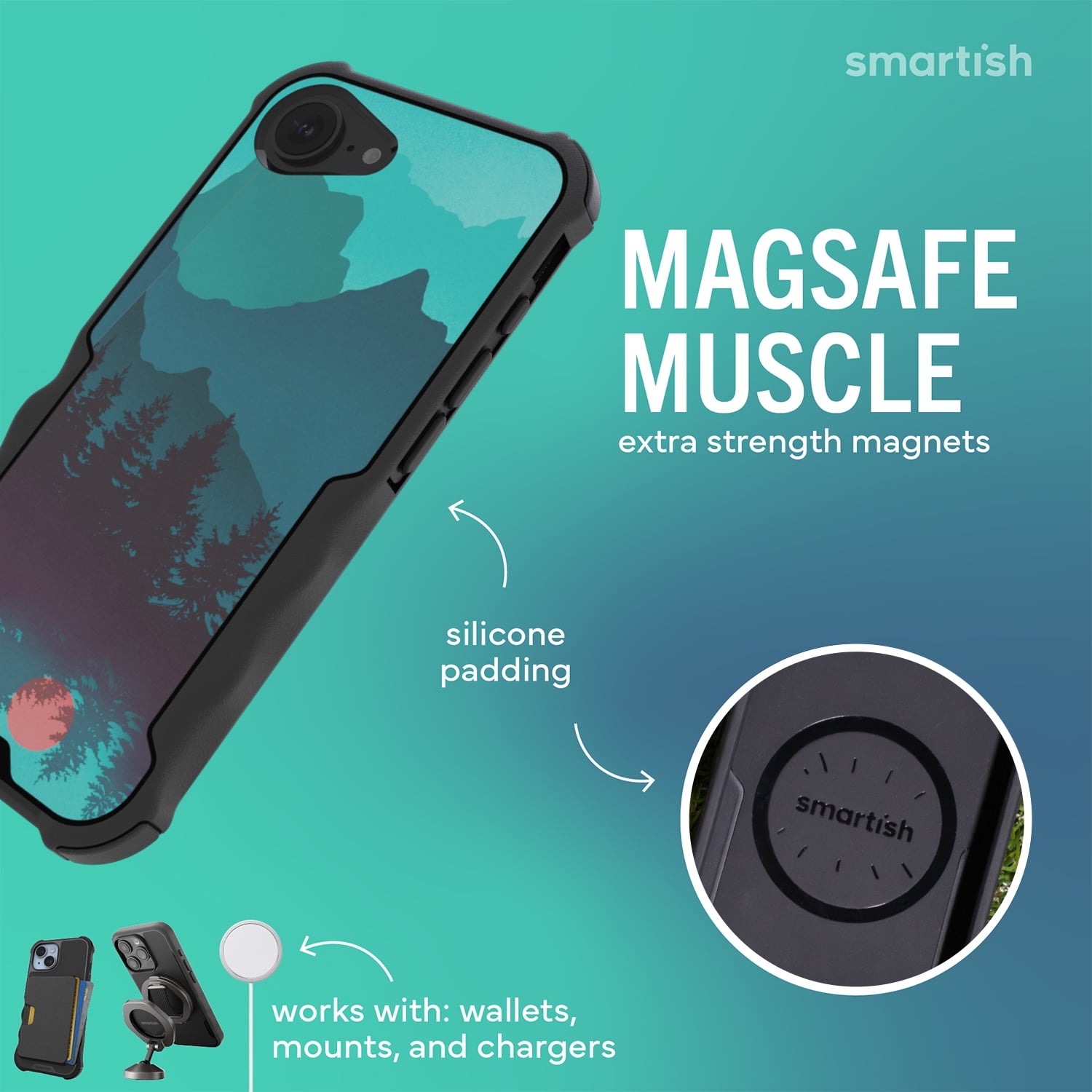 Smartish iPhone 17e/16e MagSafe Case - Gripzilla - Heavy Duty Armor Cover - Mountains
