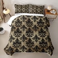 thumbnail image 2 of jejeloiu Opulent Damask Twin Quilt Set,Retro Print Twin Coverlet Set For Adults,Beige Black,2-Piece, 2 of 7