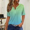 thumbnail image 2 of Baberdicy Basic Button-Down T-Shirt - Women's Solid Color Casual Short Sleeve Top, Comfortable Crew Neck Everyday Essential Tee (Mint Green | M), 2 of 7