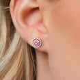 thumbnail image 3 of Gem Stone King 3.00 Ct Round 6mm Pink Zirconia 18K Rose Gold Plated Silver Removable Jacket Stud Earrings, 3 of 6