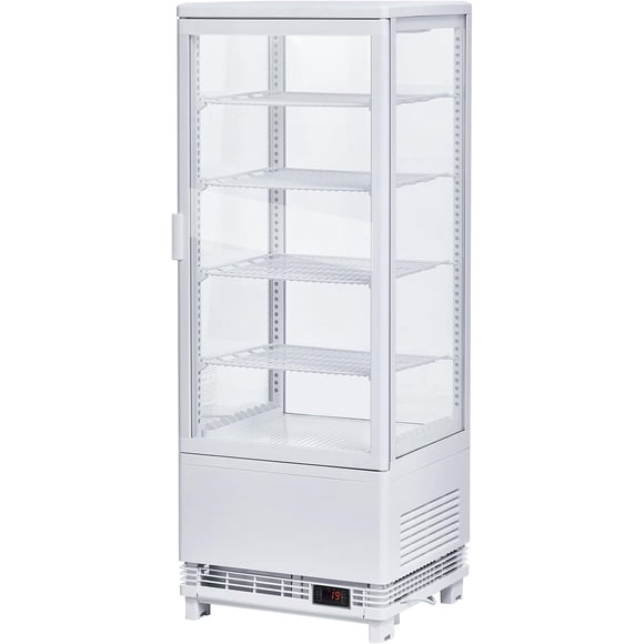 IdealHouse Commercial Refrigerated Display Case Air-Cooled Beverage & Pastry Fridge with LED Light Adjustable Shelves Upright Glass Door Refrigerator for Cafe Bakery Restaurant