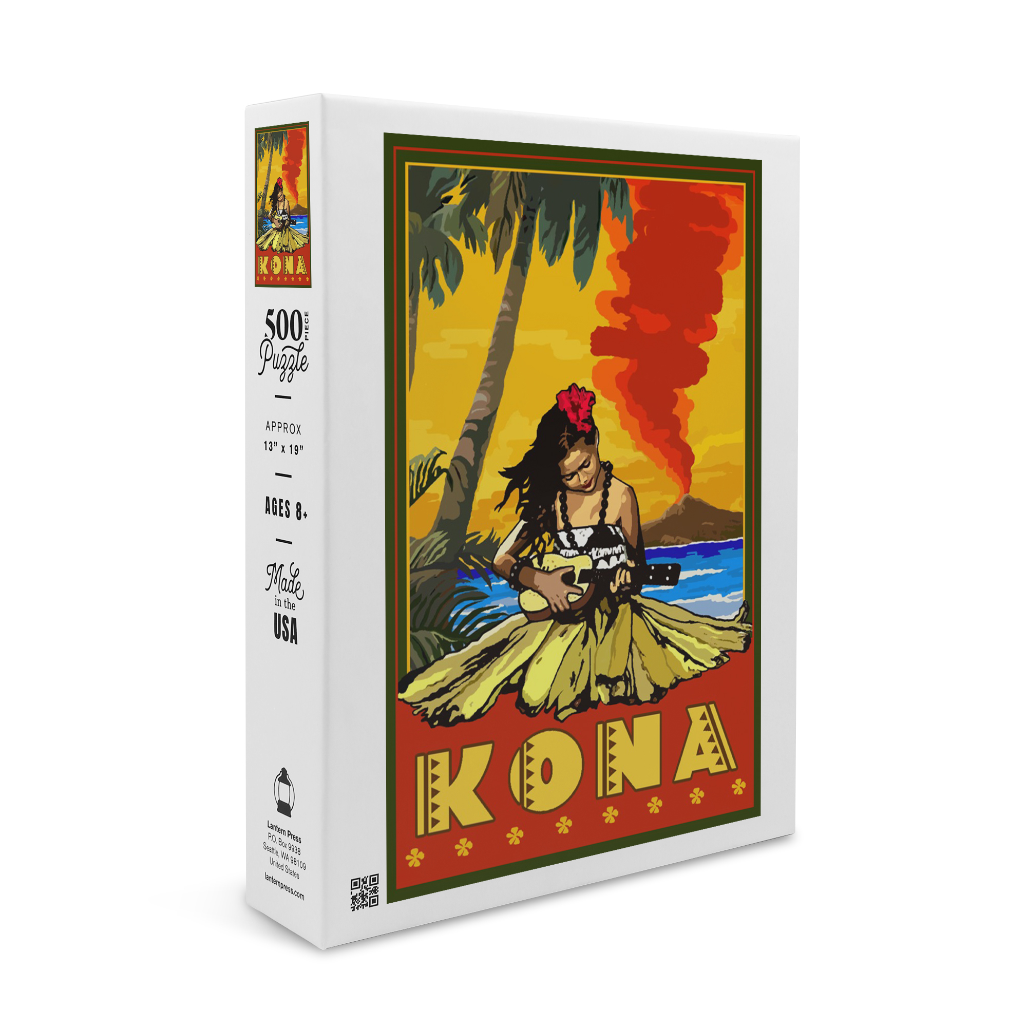 Kona, Hawaii, Hula Girl and Ukulele (19x27 inches, Premium 500 Piece