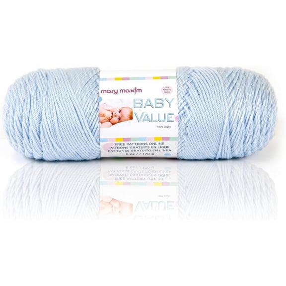 Mary Maxim Baby Value Yarn, Soft Yarn for Baby, Acrylic Worsted Weight - Blue Yarn