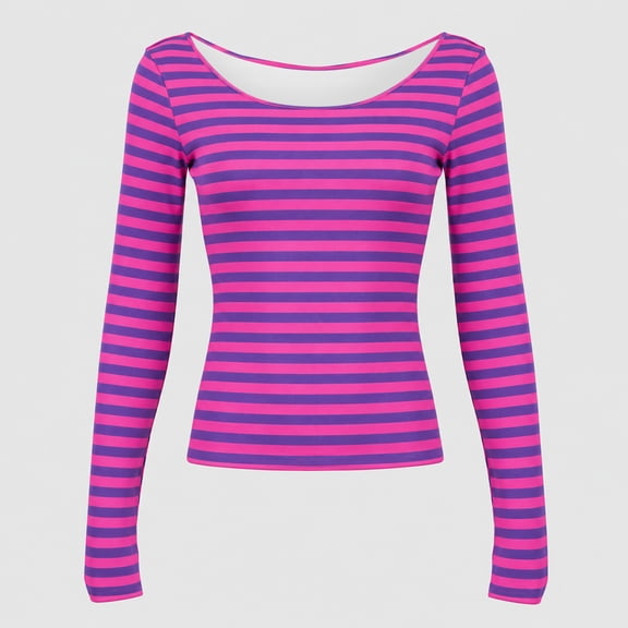 Womens Fall Outfits Women's T-Shirts Women's Striped Off Shoulder Long Sleeve Crop Top Slim Fit Tee for Casual Everyday Wear S