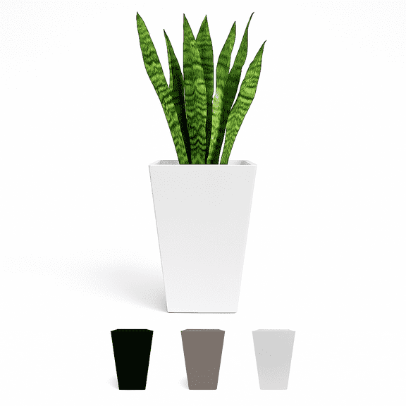 Bloem Finley 20" Tall Square White Plastic Resin Planter with Drainage Holes for Indoor and Outdoor Gardening