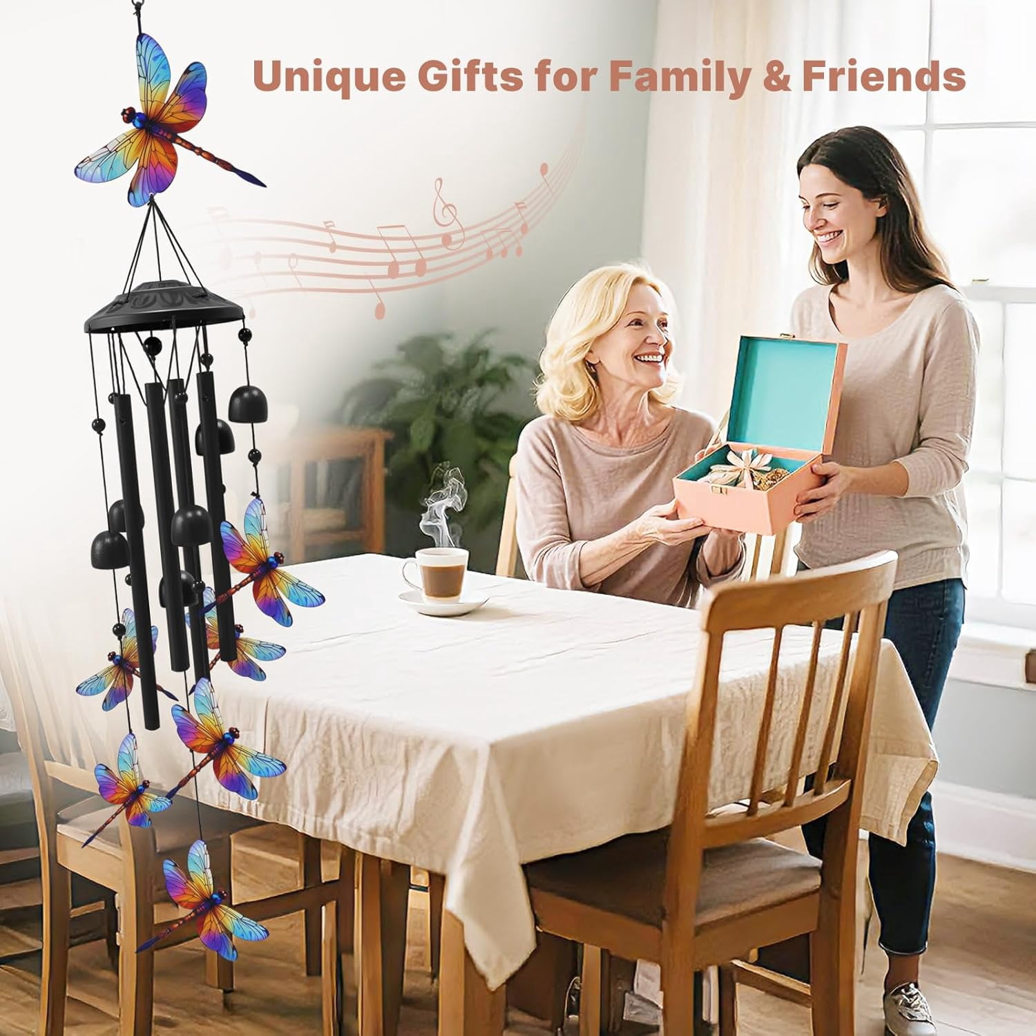 Dragonfly Wind Chimes for Outside 38.2", Metal Outdoor Windchimes, Balcony Decor Gifts for Nature Lovers