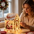 thumbnail image 3 of 3D Christmas House Pearl Art Kit, Acrylic Bead Craft Set with LED Lights, DIY Festive House Ornament Decoration for Tree, Tabletop, Mantel, Living Room, Festive Craft, A, 3 of 7