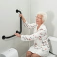 thumbnail image 6 of Angled Grab Bar - 16x16 Inch Stainless Steel Knurled Toilet Handles Wall Mounted Bathroom Handicap Safety Rails for Elderly Injured Balance Support, L-shaped Matte Black Grab Bar for Shower, 6 of 7