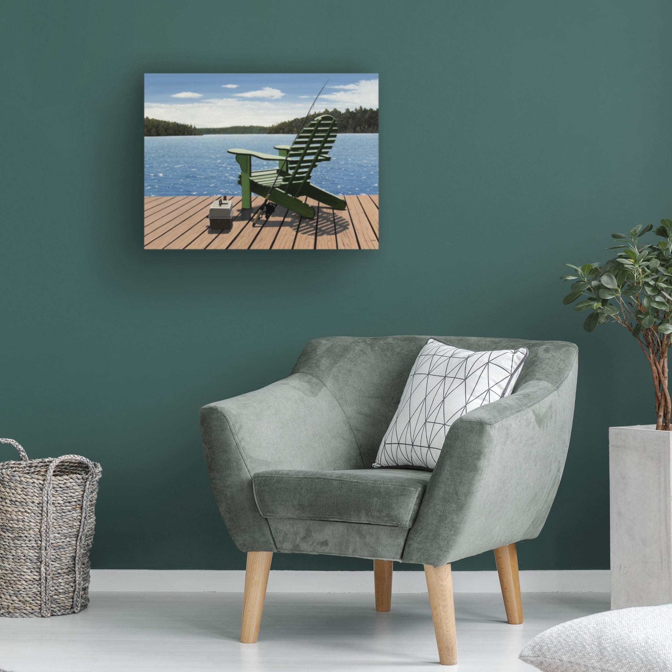Canvas Wall Art - Kenneth M Kirsch 'FishingChair' Wall Art for Living Room, Bedroom, or Office Décor by Trademark Fine Art - 19 x 14 Inches