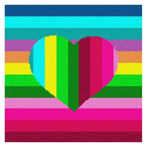 Needlepoint Canvas: Heart Stripes, 10" x 10" Canvas Only