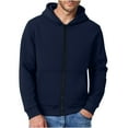 thumbnail image 3 of KeShDi Denim Jacket Men's Fleece Hooded Jacket Solid Color Thickened Warm Multi-Pocket Workwear Coat Navy 3X, 3 of 7