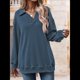 thumbnail image 4 of Sudadera con Cuello en V y Larga para Mujer, Estilo Informal, Holgado, de Punto, Estilo Túnica, para Otoño Azul Marino M, 4 of 7